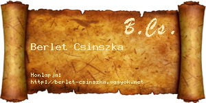 Berlet Csinszka névjegykártya